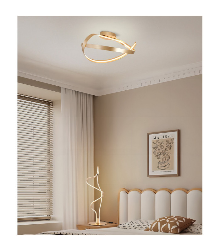 Albany Loop Semi Flush Ceiling Light 1 x 34W LED Triac Dimmable 3000K 1900lm Gold -4