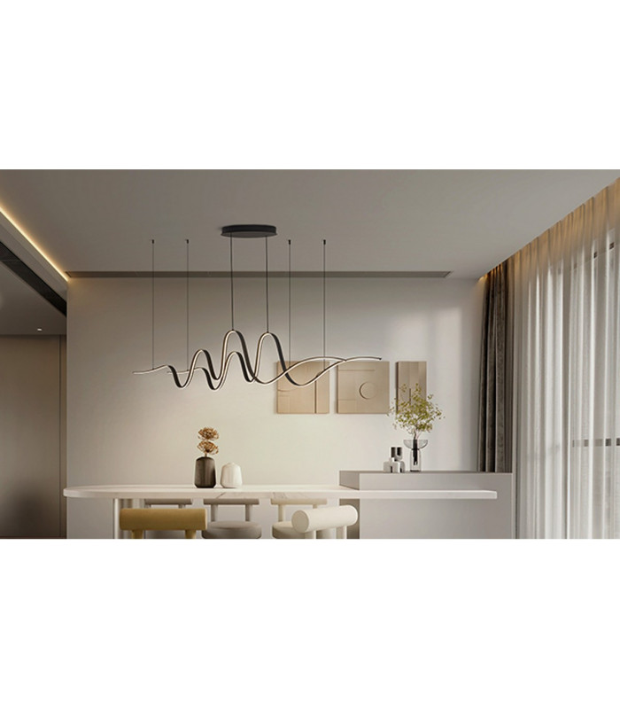 Albany Double Wave Pendant 1 x 65W LED Triac Dimmable 3000K 3600lm Dark Grey -4