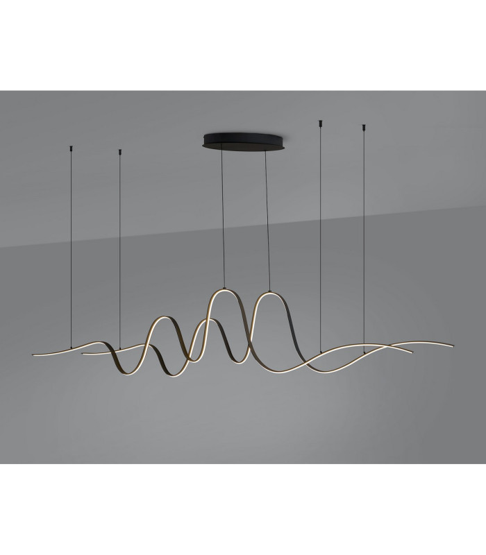 Albany Double Wave Pendant 1 x 65W LED Triac Dimmable 3000K 3600lm Dark Grey -12