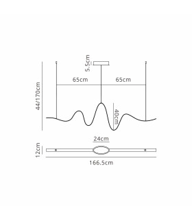 Albany Wave Pendant 1 x 34W LED Triac Dimmable 3000K 2000lm Gold -2