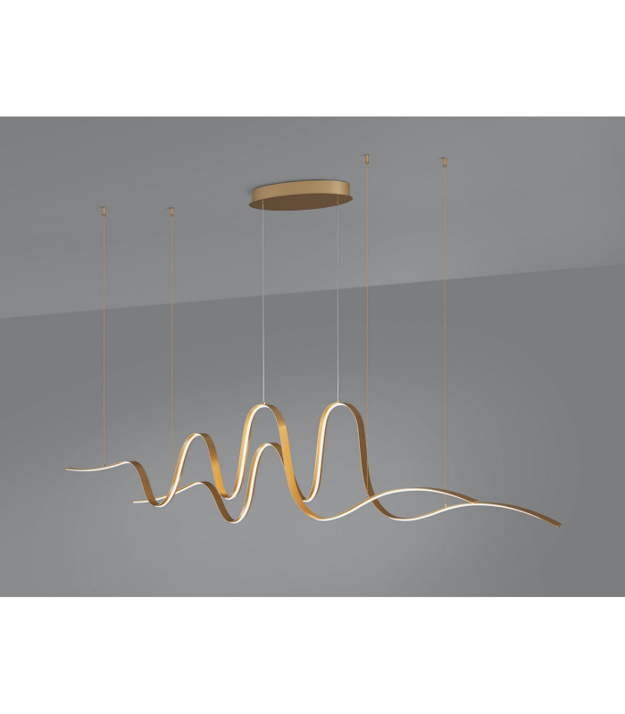 Albany Double Wave Pendant 1 x 65W LED Triac Dimmable 3000K 3600lm Gold -3