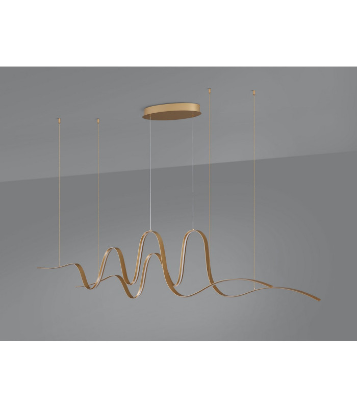Albany Double Wave Pendant 1 x 65W LED Triac Dimmable 3000K 3600lm Gold -10