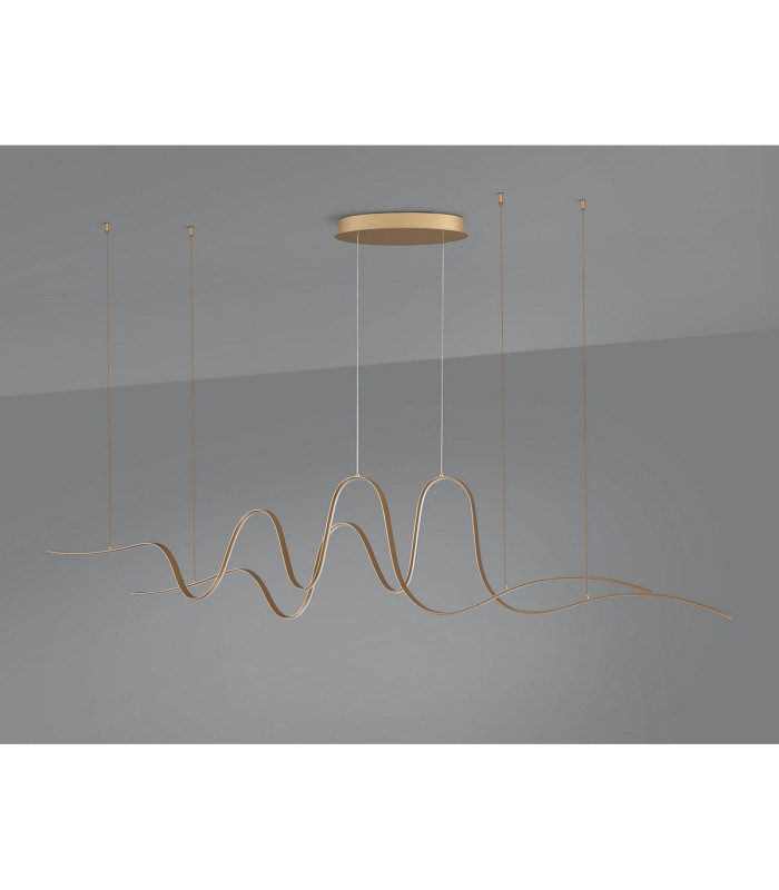 Albany Double Wave Pendant 1 x 65W LED Triac Dimmable 3000K 3600lm Gold -12
