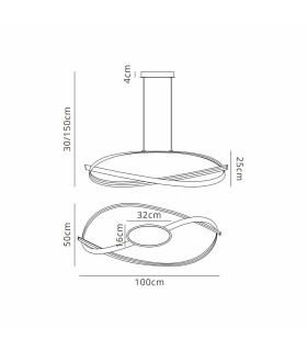 Albany Loop Pendant 1 x 36W LED Triac Dimmable 3000K 2400lm Dark Grey -2