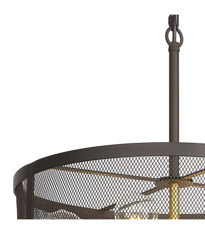 Buffalo 50cm Round Pendant/Semi Flush 6 Light E27 Satin Black / Painted Gold-9