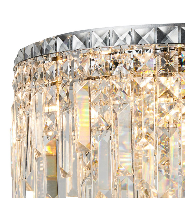 Wayland 45cm Flush Ceiling Light 9 x G9 IP44 Polished Chrome/Crystal-4