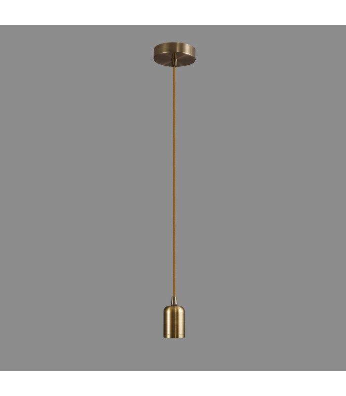 Argyle 10cm 2m 1 Light Pendant Antique Brass/2m Golden Brown Braided Cable E27 Max 60W-3