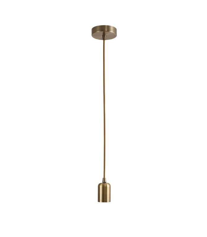 Argyle 10cm 2m 1 Light Pendant Antique Brass/2m Golden Brown Braided Cable E27 Max 60W-4