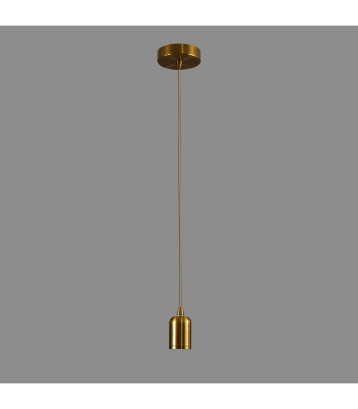 Argyle 10cm 2m 1 Light Pendant Gilt Bronze/Gold Braided Cable E27 Max 60W c/w Ceiling Bracket & Deeper Shade Ring-3