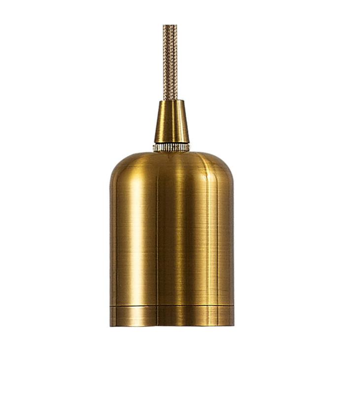 Argyle 10cm 2m 1 Light Pendant Gilt Bronze/Gold Braided Cable E27 Max 60W c/w Ceiling Bracket & Deeper Shade Ring-5
