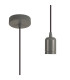 Argyle 10cm 2m 1 Light Pendant Warm Grey/Grey Braided Cable E27 Max 60W c/w Ceiling Bracket & Deeper Shade Ring-1