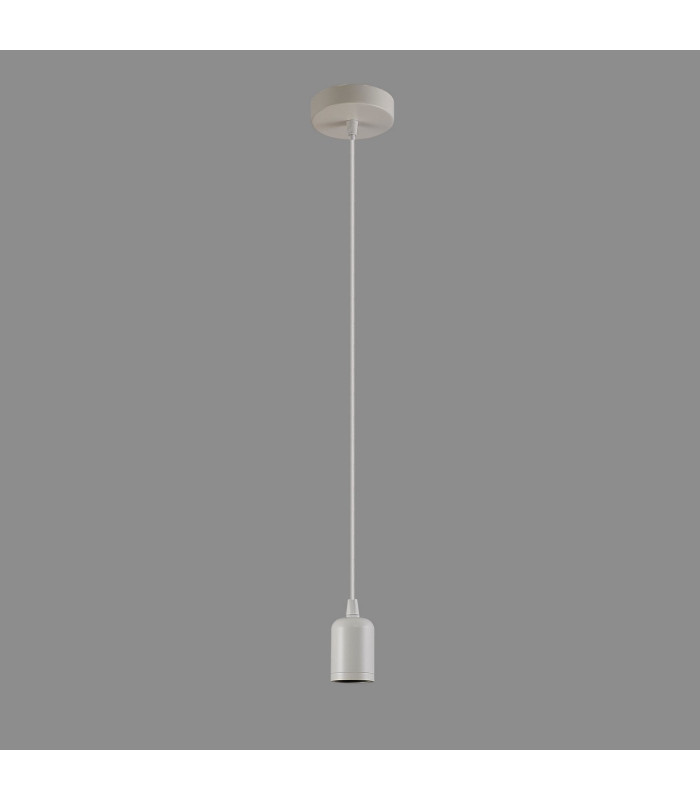 Argyle 10cm 2m 1 Light Pendant White/White Braided Cable E27 Max 60W c/w Ceiling Bracket & Deeper Shade Ring-3