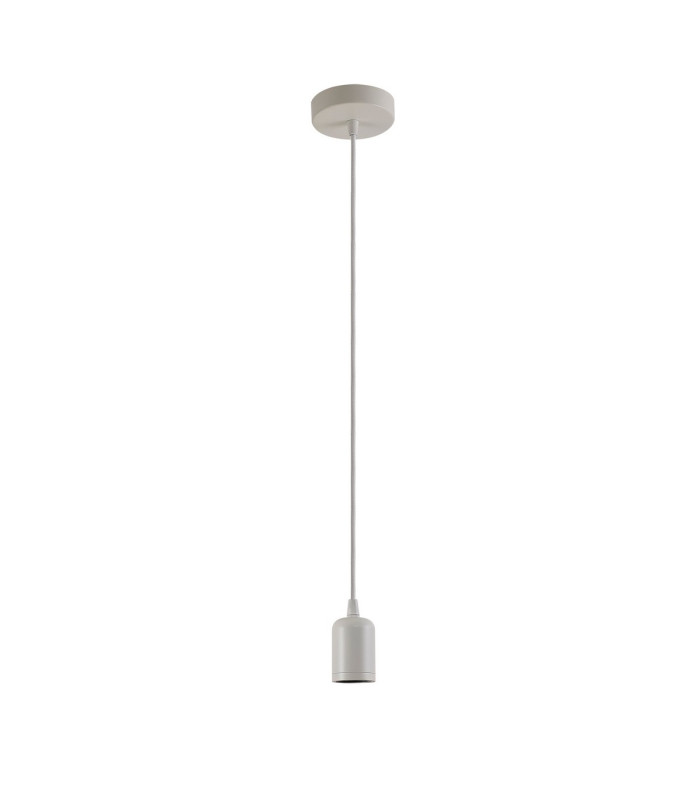 Argyle 10cm 2m 1 Light Pendant White/White Braided Cable E27 Max 60W c/w Ceiling Bracket & Deeper Shade Ring-4