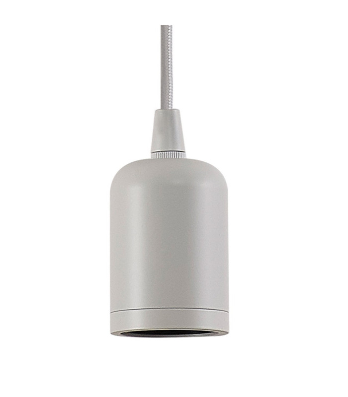 Argyle 10cm 2m 1 Light Pendant White/White Braided Cable E27 Max 60W c/w Ceiling Bracket & Deeper Shade Ring-5