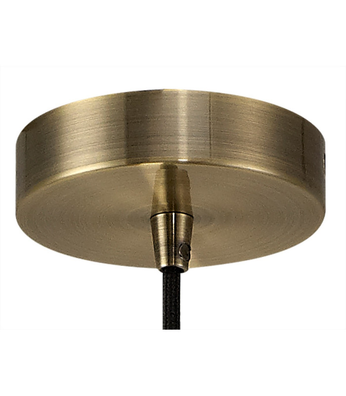 Argyle 10cm 1m 1 Light Pendant Antique Brass/Black Braided Cable E27 Max 60W c/w Ceiling Bracket & Deeper Shade Ring-6