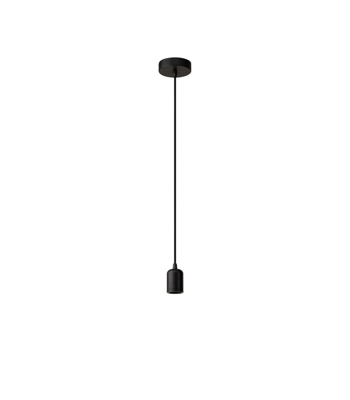 Argyle 10cm 1m 1 Light Pendant Black/Black Braided Cable E27 Max 60W c/w Ceiling Bracket & Deeper Shade Ring-4