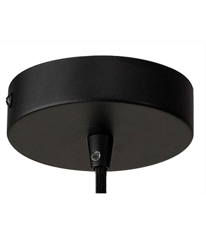 Argyle 10cm 1m 1 Light Pendant Black/Black Braided Cable E27 Max 60W c/w Ceiling Bracket & Deeper Shade Ring-6