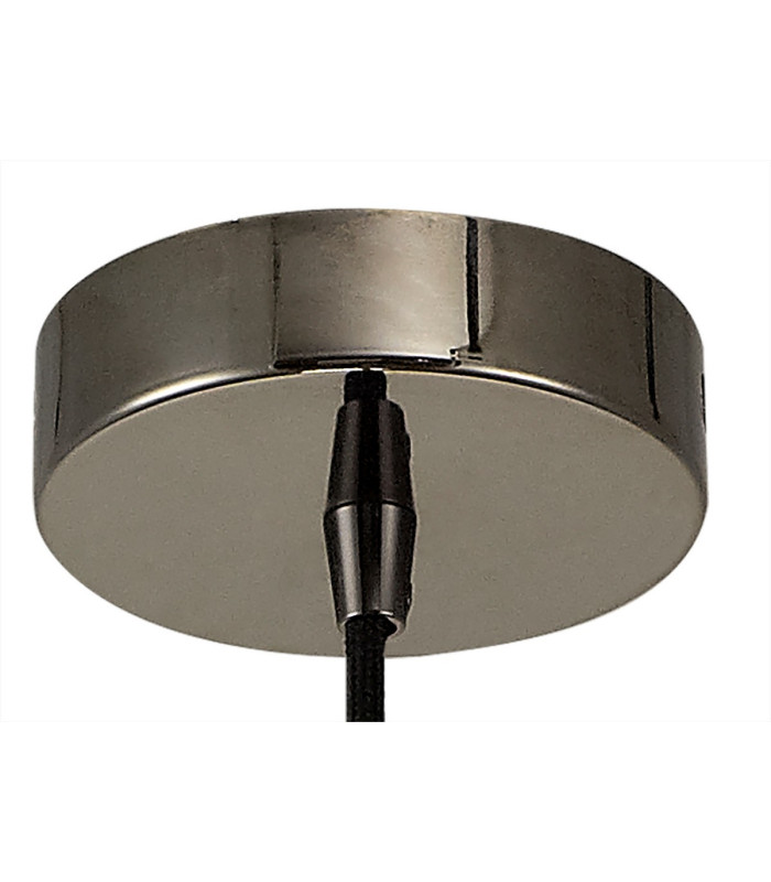 Argyle 10cm 1m 1 Light Pendant Black Chrome/Black Braided Cable E27 Max 60W c/w Ceiling Bracket & Deeper Shade Ring-6