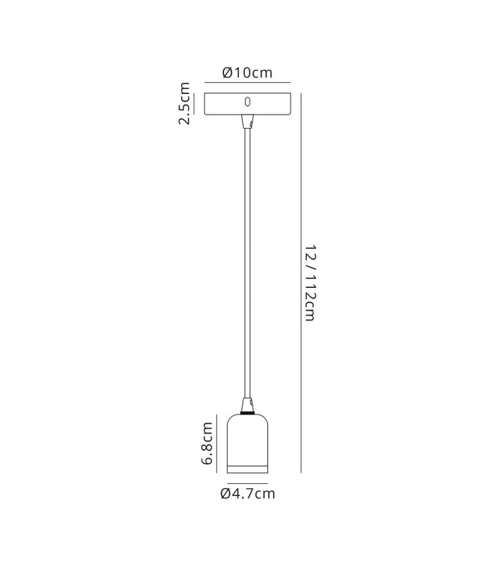 Argyle 10cm 1m 1 Light Pendant Brushed Nickel/Black Braided Cable E27 Max 60W c/w Ceiling Bracket & Deeper Shade Ring-2