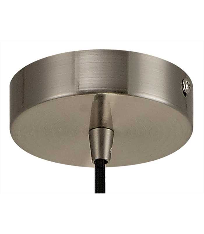 Argyle 10cm 1m 1 Light Pendant Brushed Nickel/Black Braided Cable E27 Max 60W c/w Ceiling Bracket & Deeper Shade Ring-6