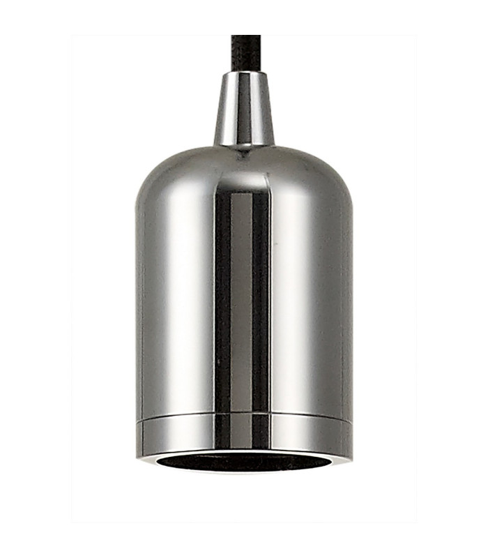 Argyle 10cm 1m 1 Light Pendant Chrome/Black Braided Cable E27 Max 60W c/w Ceiling Bracket & Deeper Shade Ring-5