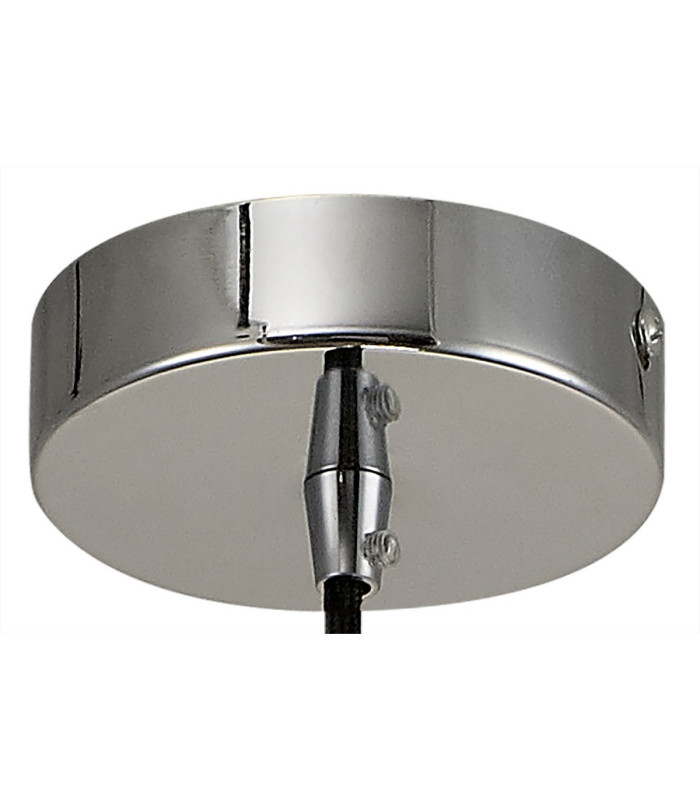 Argyle 10cm 1m 1 Light Pendant Chrome/Black Braided Cable E27 Max 60W c/w Ceiling Bracket & Deeper Shade Ring-6