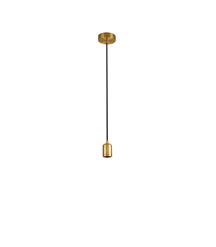 Argyle 10cm 1m 1 Light Pendant Gilt Bronze/Black Braided Cable E27 Max 60W c/w Ceiling Bracket & Deeper Shade Ring-4