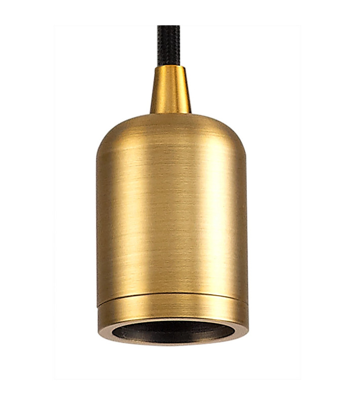 Argyle 10cm 1m 1 Light Pendant Gilt Bronze/Black Braided Cable E27 Max 60W c/w Ceiling Bracket & Deeper Shade Ring-6