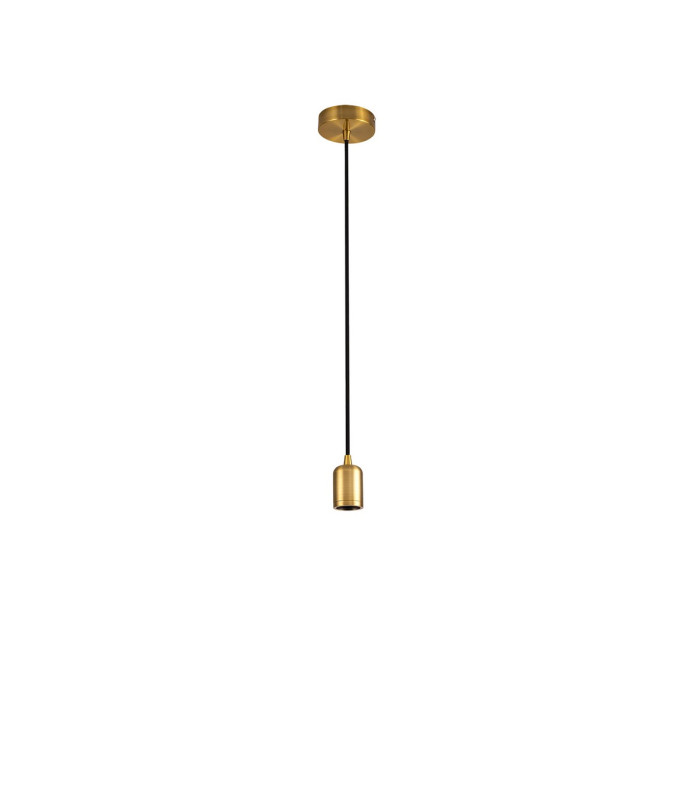 Argyle 10cm 1m 1 Light Pendant Gilt Bronze/Black Braided Cable E27 Max 60W c/w Ceiling Bracket & Deeper Shade Ring-11