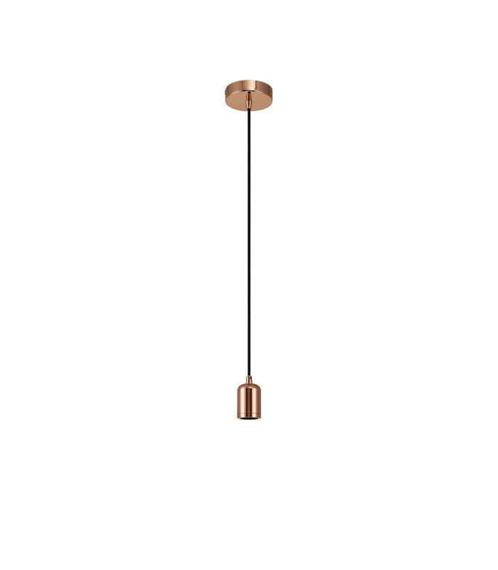 Argyle 10cm 1m 1 Light Pendant Rose Gold/Black Braided Cable E27 Max 60W c/w Ceiling Bracket & Deeper Shade Ring-4
