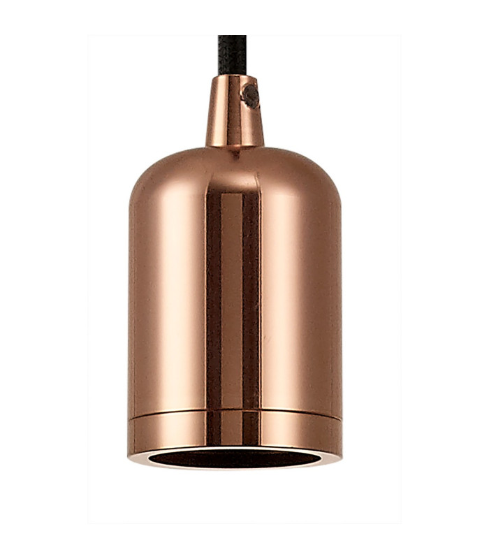 Argyle 10cm 1m 1 Light Pendant Rose Gold/Black Braided Cable E27 Max 60W c/w Ceiling Bracket & Deeper Shade Ring-5