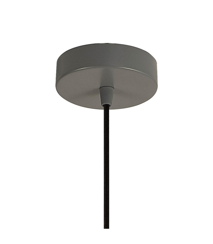 Argyle 10cm 1m 1 Light Pendant Warm Grey/Black Braided Cable E27 Max 60W c/w Ceiling Bracket & Deeper Shade Ring-4