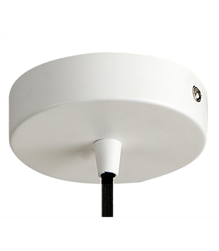 Argyle 10cm 1m 1 Light Pendant White/Black Braided Cable E27 Max 60W c/w Ceiling Bracket & Deeper Shade Ring-6