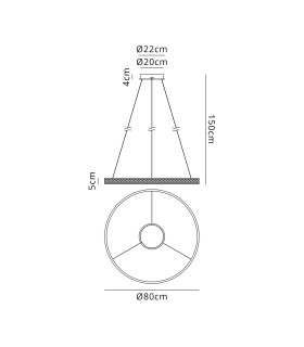 Rochester 80cm Round Pendant 70W LED Remote Control CCT Tuneable White 3000K-6000K-2