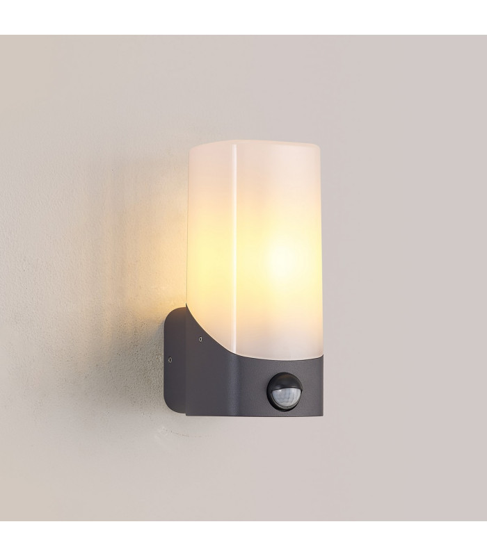 Blenheim Wall Lamp PIR Sensor 1 x E27 IP44 Grey/Opal -3