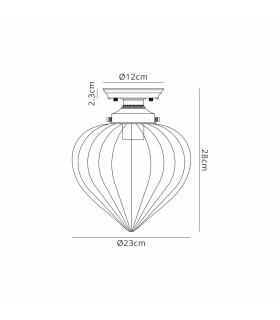 Afton 23cm Flush Ceiling LightFlower Bud Shade 1 x E27 Antique Brass/Cognac-2