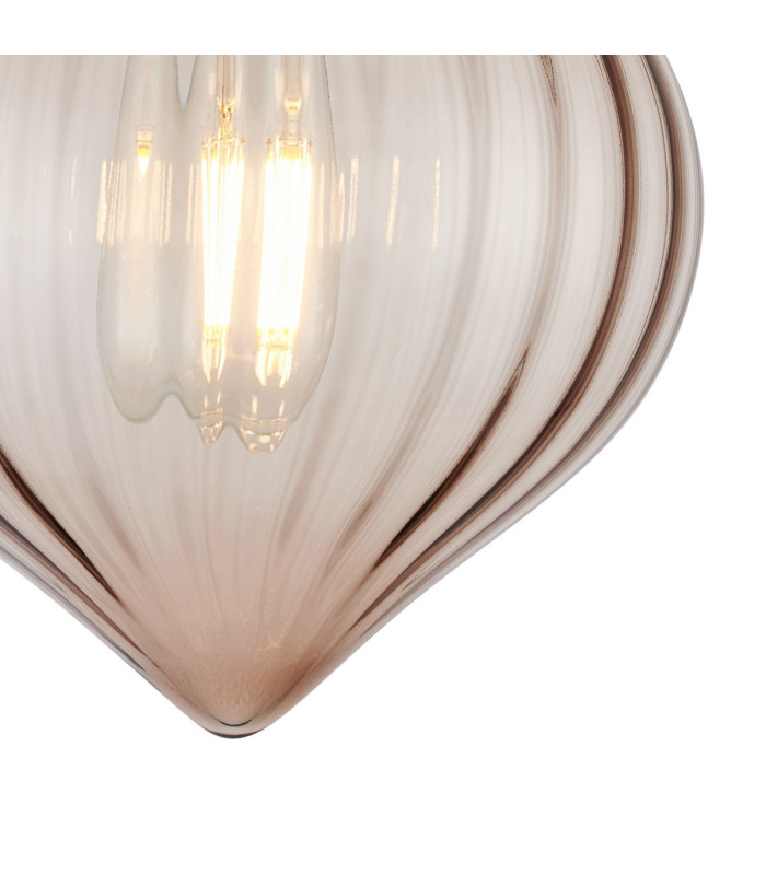 Afton 23cm Flush Ceiling LightFlower Bud Shade 1 x E27 Antique Brass/Cognac-6