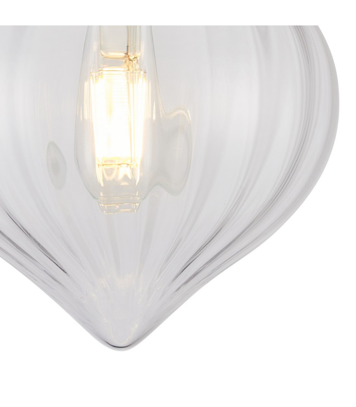 Afton 23cm Flush Ceiling LightFlower Bud Shade 1 x E27 Antique Brass/Clear-6