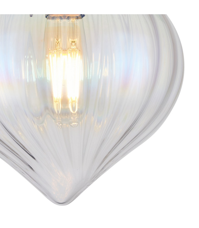 Afton 23cm Flush Ceiling LightFlower Bud Shade 1 x E27 Antique Brass/Iridescent Faded-6