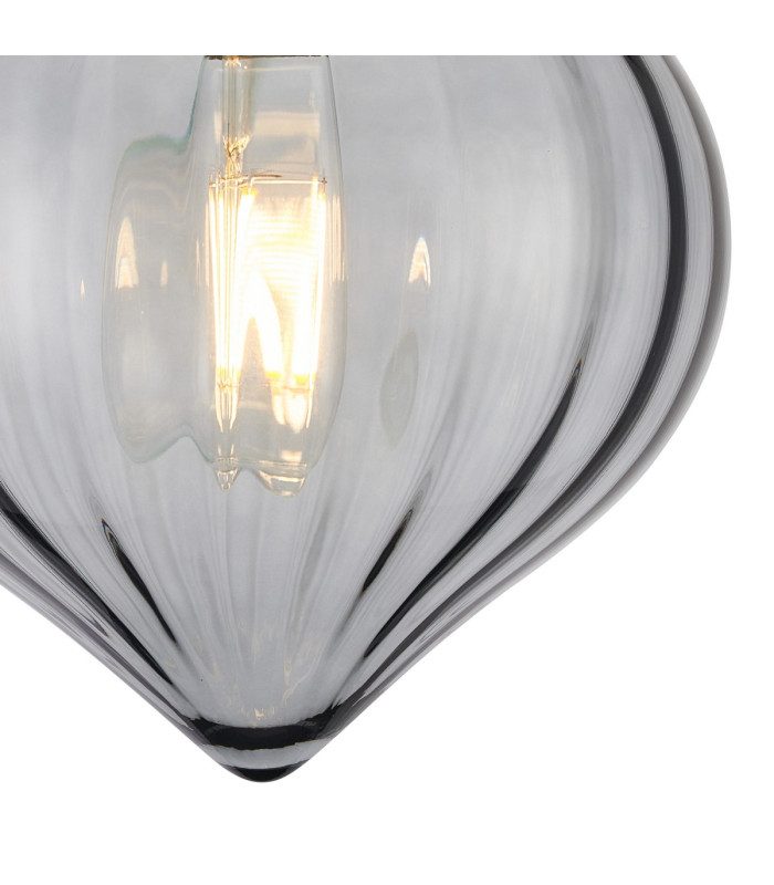 Afton 23cm Flush Ceiling LightFlower Bud Shade 1 x E27 Antique Brass/Smoke-6
