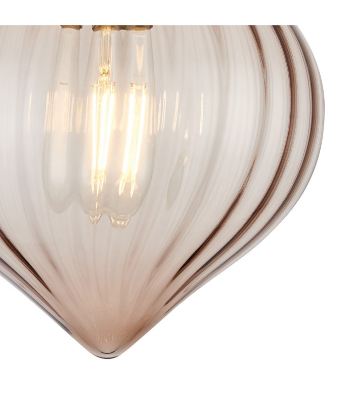 Afton 23cm Flush Ceiling LightFlower Bud Shade 1 x E27 Brass/Cognac-6