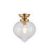Afton 23cm Flush Ceiling LightFlower Bud Shade 1 x E27 Brass/Clear-1