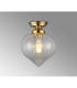Afton 23cm Flush Ceiling LightFlower Bud Shade 1 x E27 Brass/Clear-3