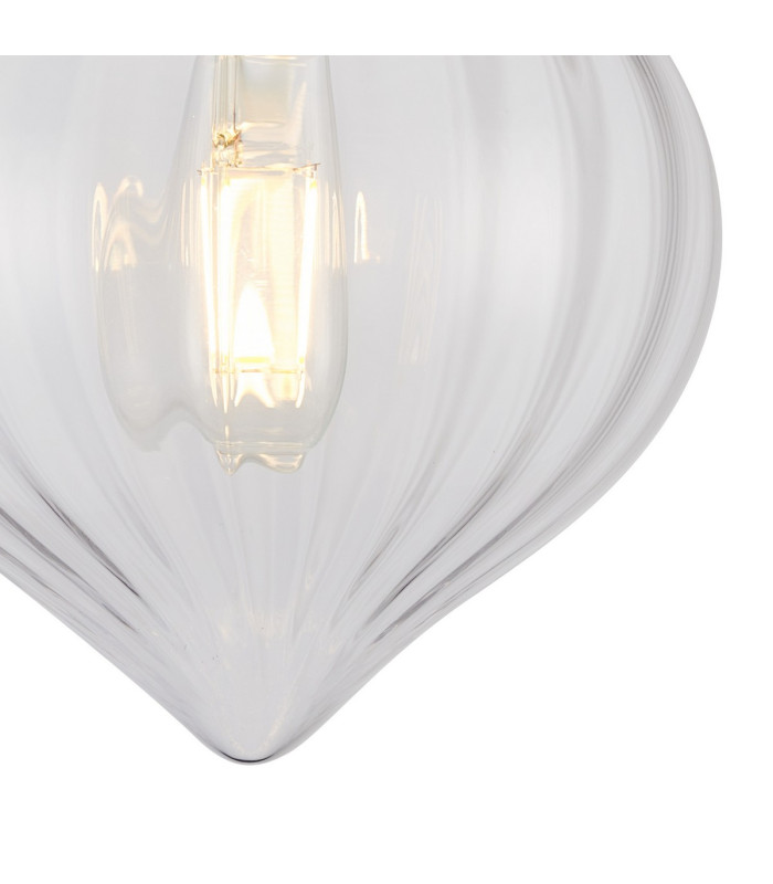 Afton 23cm Flush Ceiling LightFlower Bud Shade 1 x E27 Brass/Clear-6