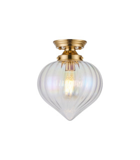 Afton 23cm Flush Ceiling LightFlower Bud Shade 1 x E27 Brass/Iridescent Faded-1