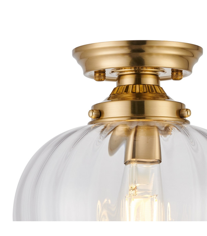 Afton 23cm Flush Ceiling LightFlower Bud Shade 1 x E27 Brass/Iridescent Faded-5