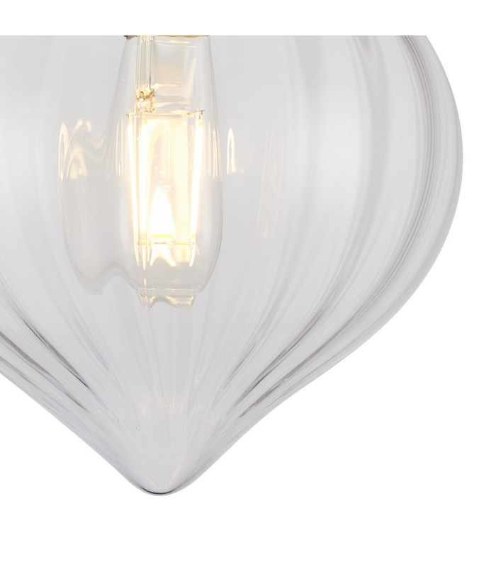 Afton 23cm Flush Ceiling LightFlower Bud Shade 1 x E27 Brass/Iridescent Faded-6