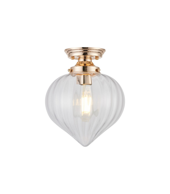 Afton 23cm Flush Ceiling LightFlower Bud Shade 1 x E27 French Gold/Clear-1