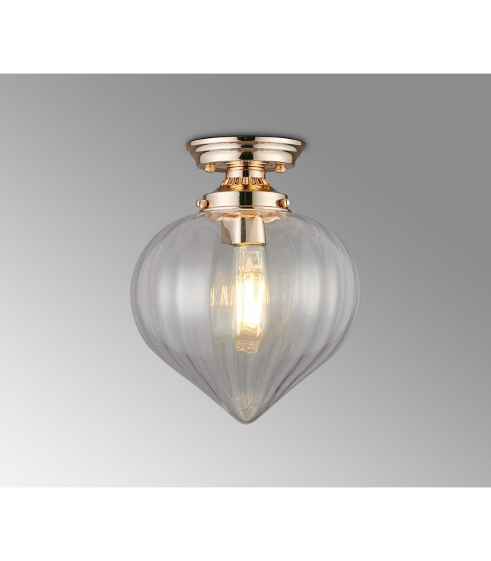 Afton 23cm Flush Ceiling LightFlower Bud Shade 1 x E27 French Gold/Clear-3