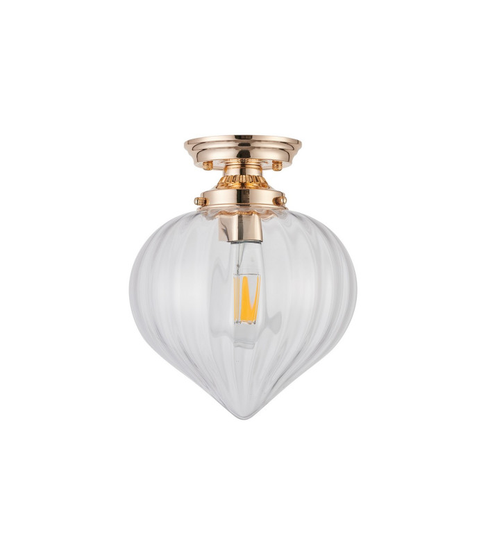 Afton 23cm Flush Ceiling LightFlower Bud Shade 1 x E27 French Gold/Clear-4